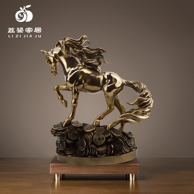 創新工藝，財富象征 鑄銅樹脂發財馬辦公室擺件